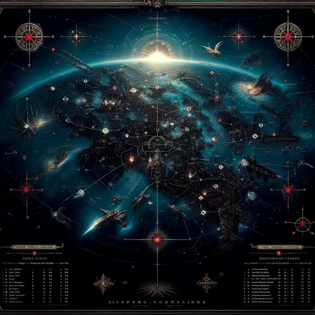 A map of the Gothic Sector, highlighting critical systems for the Blood Wolves.