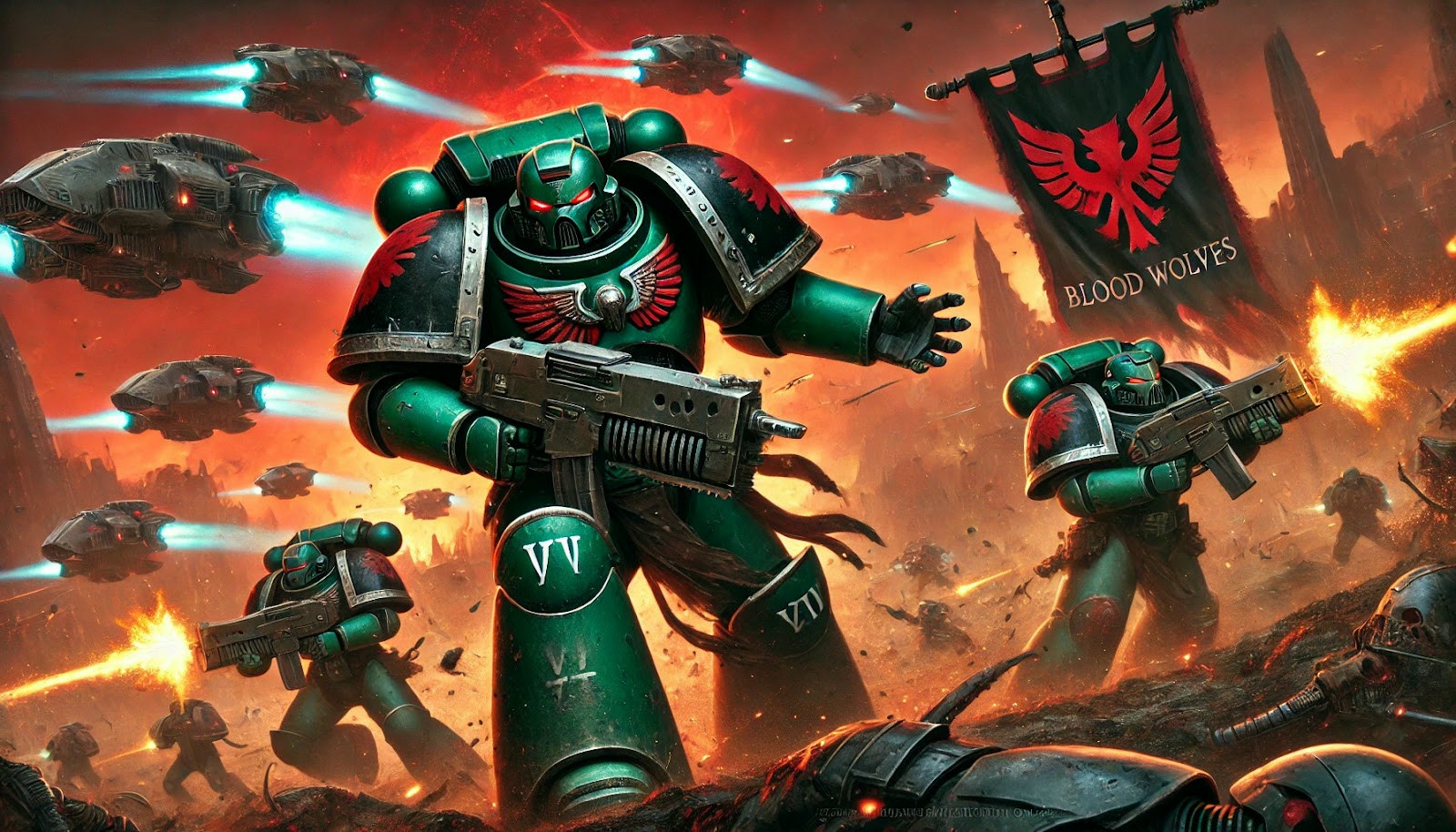 The fifth company hunting Eldar raiders.